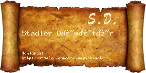 Stadler Dömötör névjegykártya